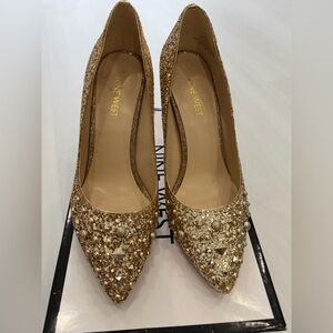 Nine West Sparkling Gold Women's Heels size 8